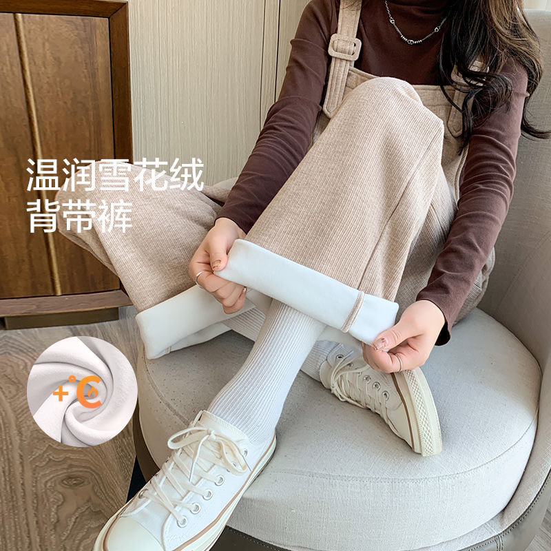 임산부 오버올 슈트 가을 겨울 아우터 웨어 플러스 벨벳 두꺼워진 임산부 바지 겨울 따뜻함 대형 사이즈 캐주얼 바지 겨울 웨어
