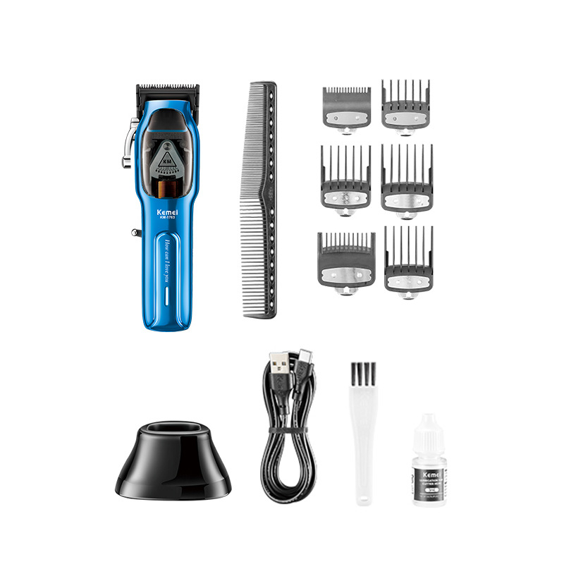 Nueva cortadora de pelo eléctrica Kemei con carga rápida USB, cuchilla ajustable y base de carga transfronteriza, cortadora de pelo de alta potencia.
