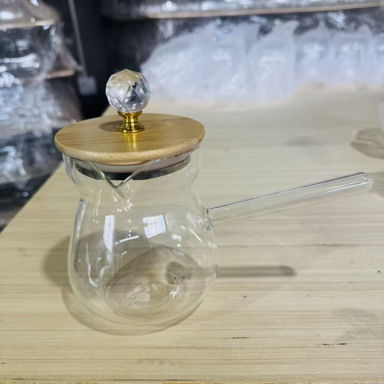 Café de vidrio de alta borosilicona árabe vidrio transparente resistente al calor cafetera de café de mano oficina doméstica té de flores
