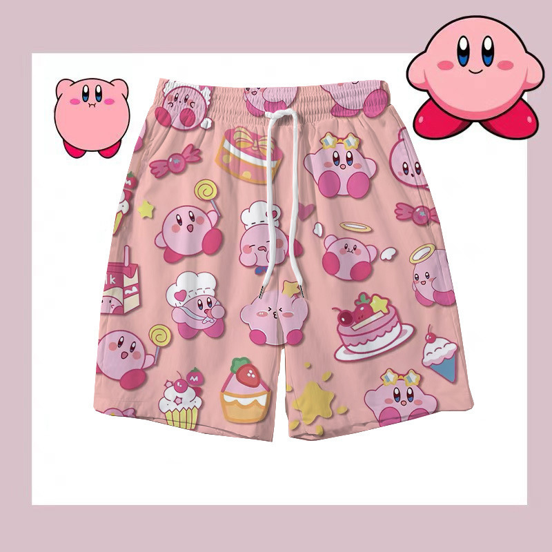 2024 Men's and Women's Beach Pants Summer Star Kabi Couple Casual Cartoon Sports Five-point Basketball Shorts