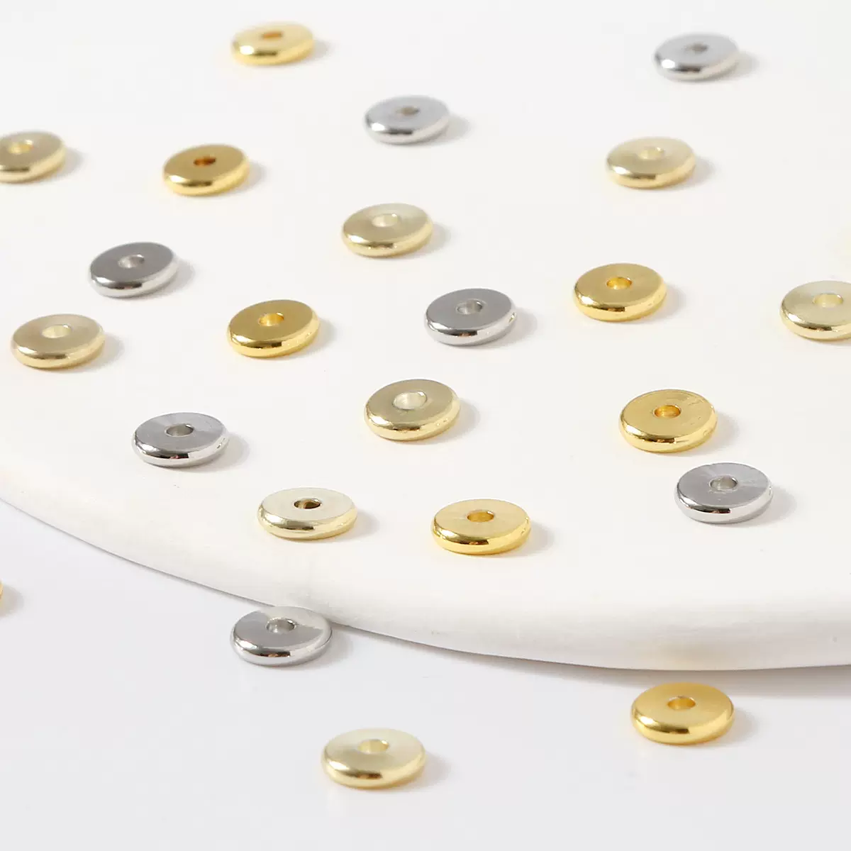 18k金隔片批发电镀保色光面圆形隔片DIY手链项链饰品珠宝串珠配件