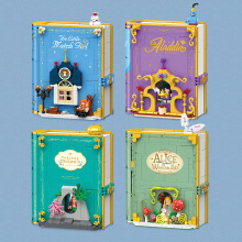 亚马逊跨境新品魔法童话立体书杰星拼装积木书籍模型摆件兼容乐高