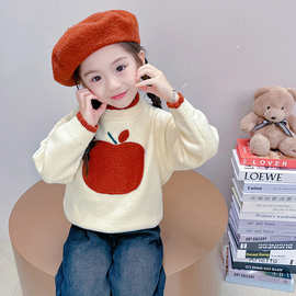 织里女童加厚秋冬毛衣新款韩版洋气儿童宝宝针织衫提花小苹果毛衣