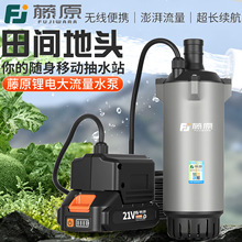藤原无线锂电潜水泵农用家用浇菜灌溉神器电动充电式大功率抽水泵