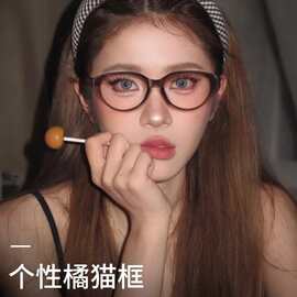 超轻复古黑框猫眼素颜眼镜框方圆脸显瘦网红女可配度数近视防蓝光