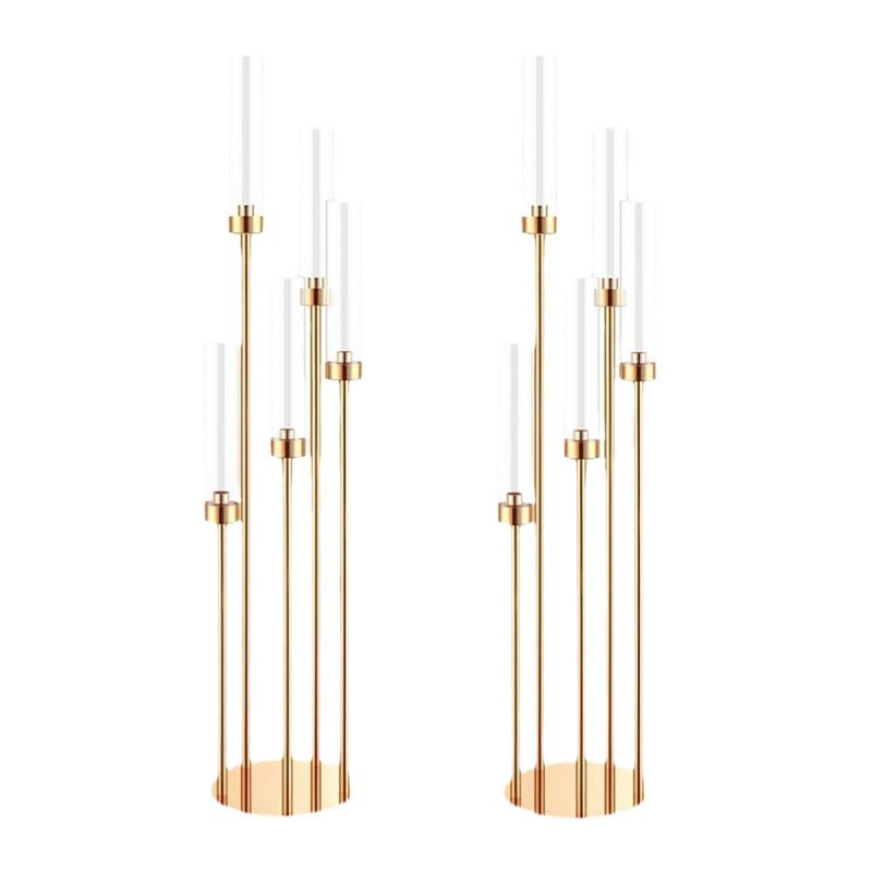 Accesorios de boda transfronterizos de hierro forjado galvanizado de oro candelabros de fiesta de decoración de mesa de boda