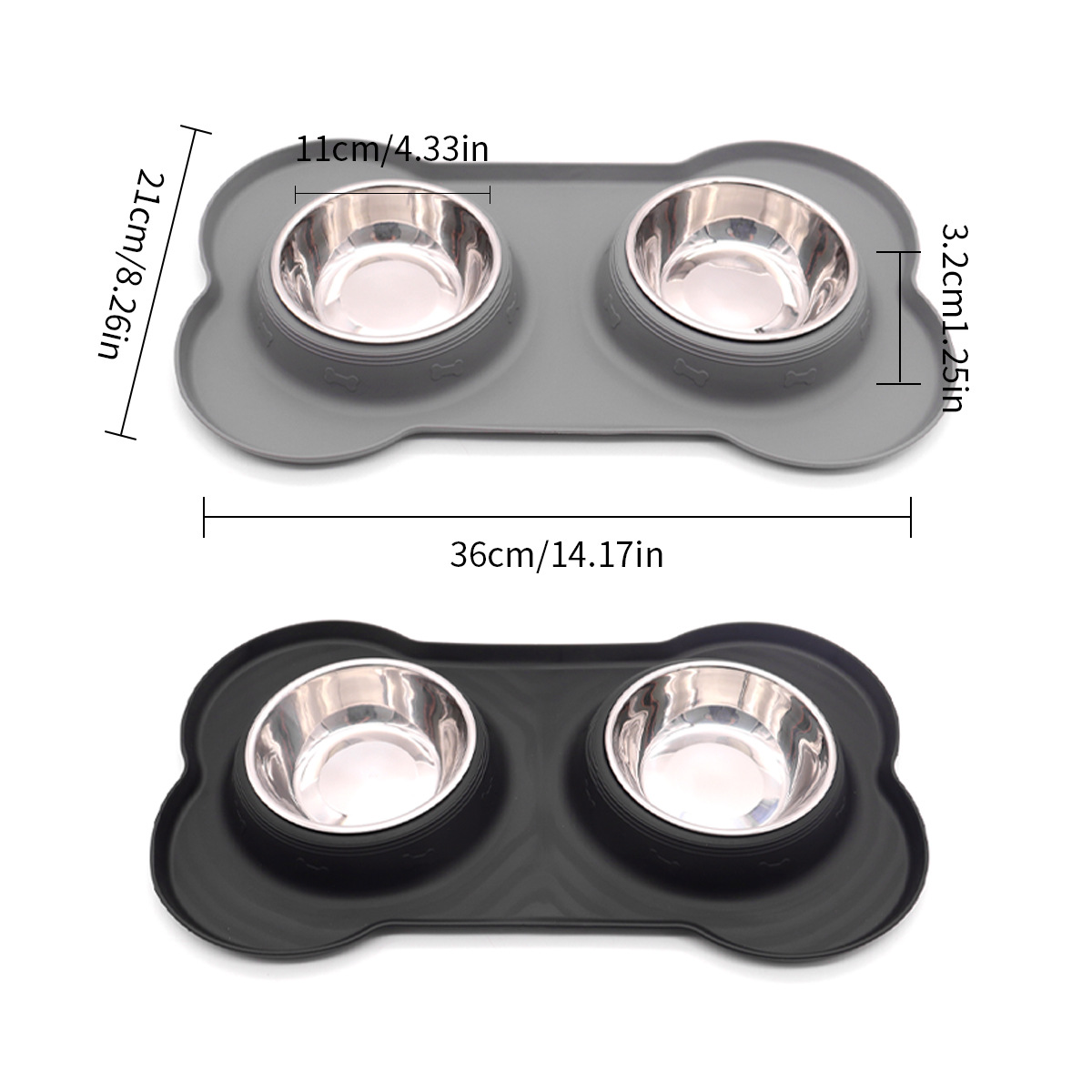 Tazón para perros Tazón para perros Anti-volcado Tazón de arroz para perros de acero inoxidable Tazón doble Tazón para comida para perros 2 Tazón para beber Tazón para mascotas al por mayor