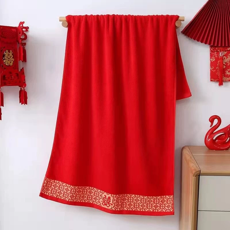 Свадебное полотенце банное полотенце Костюм Пара Красное праздничное полотенце банное полотенце свадебный подарок возврат банное полотенце оптовая продажа с фабрики