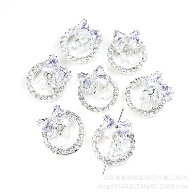 Ring Straight Hole Beads DIY – Zərgərlik ara hissələri - bow-garland-purple-zirconium-double-sided-zircon-vertical-hole-components