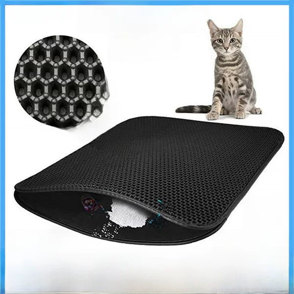Cross-border EVA cat litter mat non-slip Washable double-layer honeycomb pet mat anti-splash cat rub mat