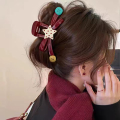 2025新型アンコラの赤いボタンのクリップの女性のカチューシャのサメのクリップの高級感の後頭部のカチューシャの髪飾り