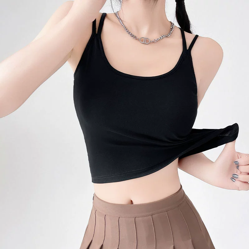 Футболка, топ с чашечками, базовая лямка для лета, красивая спина, slim fit