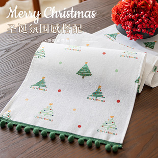 2025 New American Retro Table Flag Christmas Atmosphere Long Tablecloth Accessible Luxury High-End Dining Table Cover