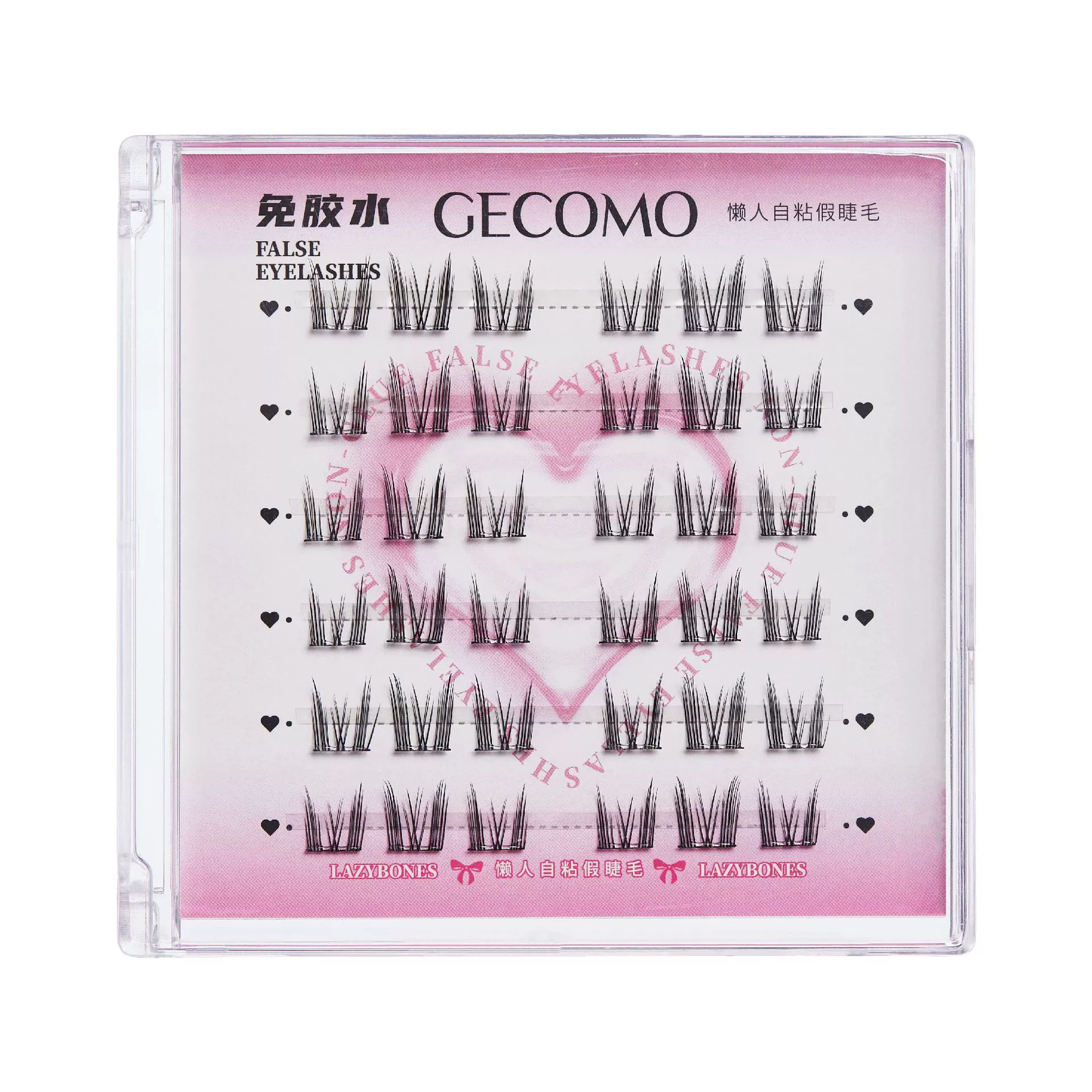Ложковые накладки для ресниц (GECOMO) — клей-free солнечные_CLUSTER ресницы, естественные 10–12 мм