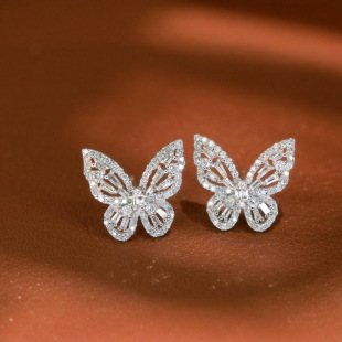 18k gold diamond stud earrings natural south africa diamond butterfly shape water shell gold wholesale