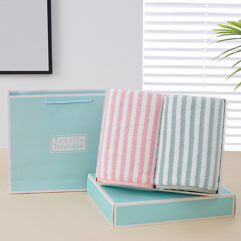 Wholesale thick narrow stripes embroidered household towel warp knitted cationic coral velvet towel a generation of hair Wholesale thick narrow stripes embroidered household towel warp knitted cationic coral velvet towel a generation of hair