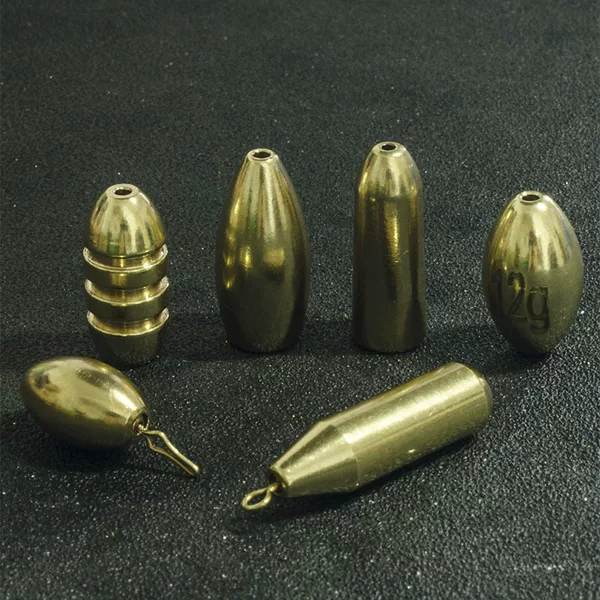 Factory wholesale Luya bullet copper lead running lead Tongxin copper lead pendant Texas fishing group crank hook counterweight luminous beads