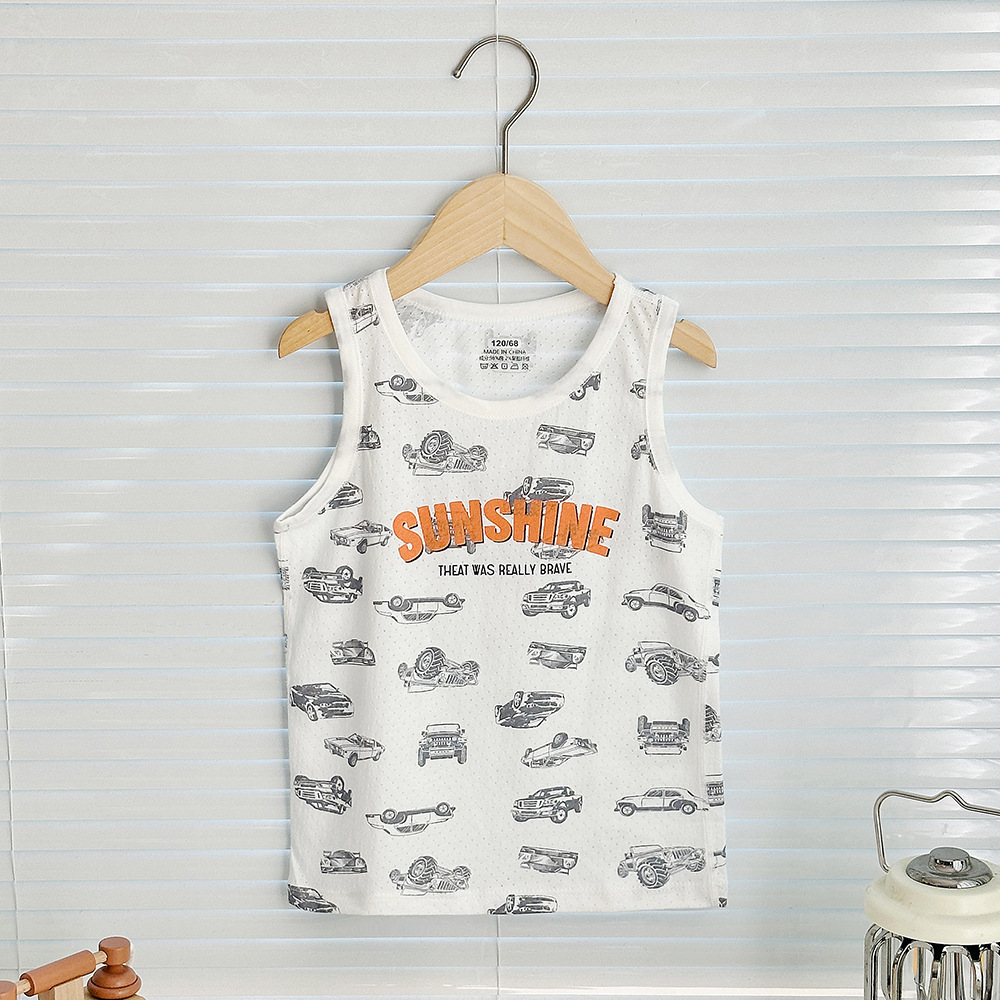 Chaleco de algodón para niños de clase A, sin hueso y sin mangas, fondo de bebé, chaleco fino en forma de corredor, uso exterior, cuello redondo jacquard, verano