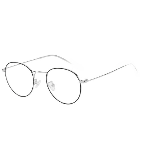 Minimalist Round Frame Metal Full Frame Trendy Non-prescription Glasses Retro Anti-blue Light Color-changing Glasses for Women