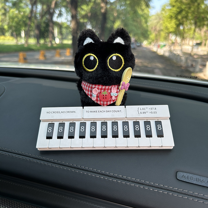 Pequeño gato negro bolsos colgantes lindos muñecas de peluche muñecas automóviles tarjetas telefónicas de estacionamiento temporal tarjetas de número de mujer
