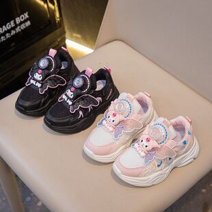 2025 Spring and Autumn New Mesh Torre Shoes Swivel Button Casual sneaker Kindergarten Girls Cute Casual