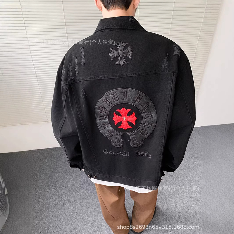 Spring and Autumn Denim Jacket for Men, Couple's Casual Trendy Brand Heavy-Duty Embroidered Lapel Workwear Jacket, Stylish Oversized Versatile Style Spring and Autumn Denim Jacket for Men, Couple's Casual Trendy Brand Heavy-Duty Embroidered Lapel Workwear Jacket, Stylish Oversized Versatile Style
