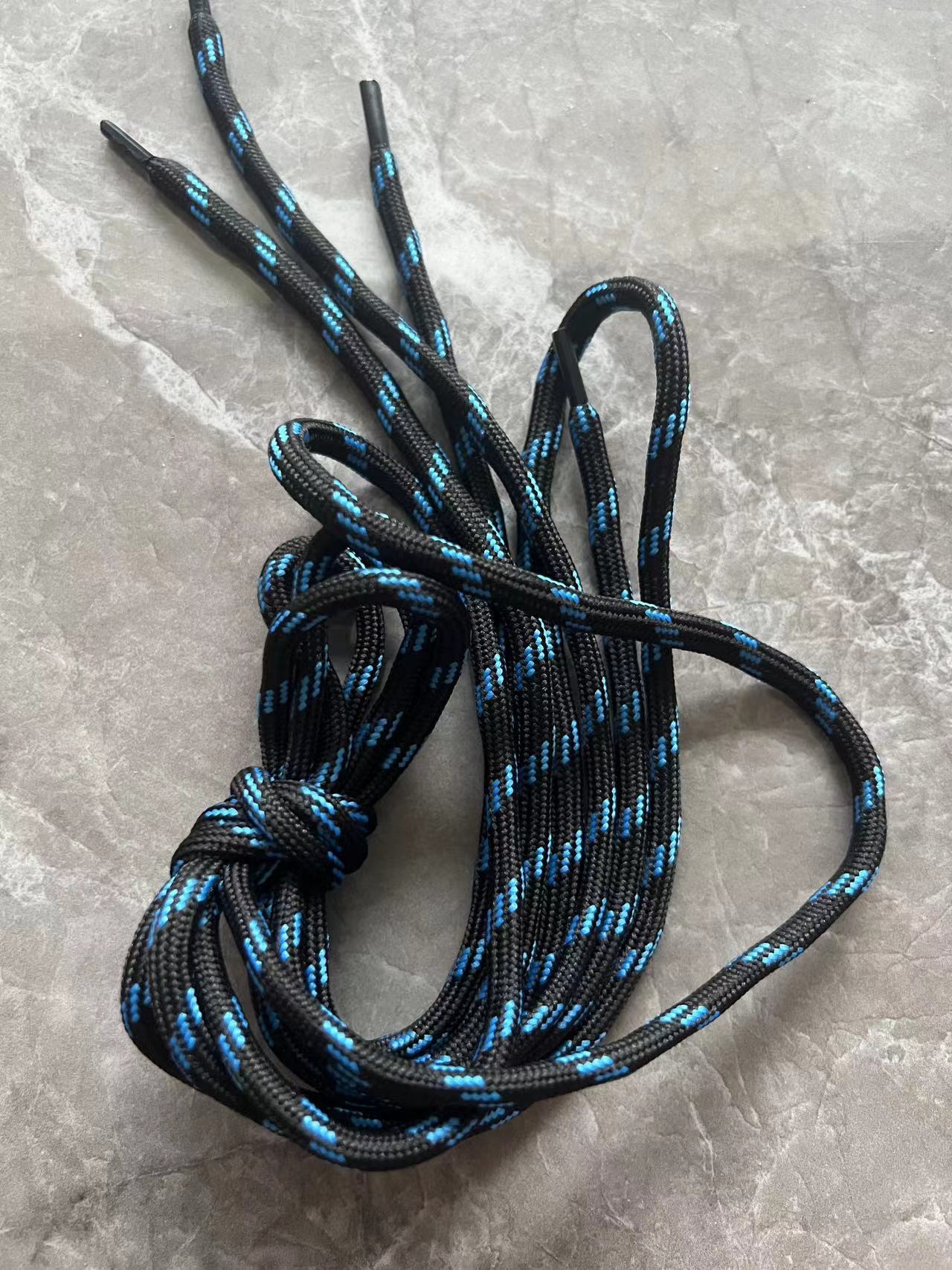 Cordones redondos de 5 mm para zapatos de papá, botas de senderismo, botas estilo Martin, con rayas diagonales en negro, blanco y amarillo.