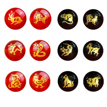 十二生肖烫金红玛瑙珠子黑曜石散珠圆珠 手链手工DIY饰品配件批发