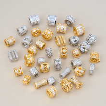 黄铜强保色微镶锆石隔珠桶珠串珠散珠水晶手串手链diy饰品配件