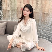 春秋丝绸睡衣女夏新款长袖睡衣女士薄款法式冰丝高级感家居服