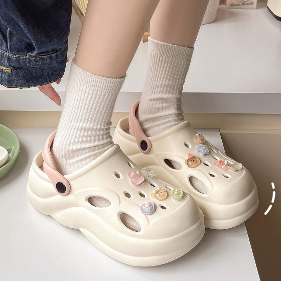 Eva Cave Shoes Women's 2024 New Beach Non-slip Slip-on Feeling Baotou Slippers Women's Summer Outer Wear