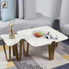 意式创意轻奢方形茶几小户型别墅高端大理石茶几极简家用客厅沙发