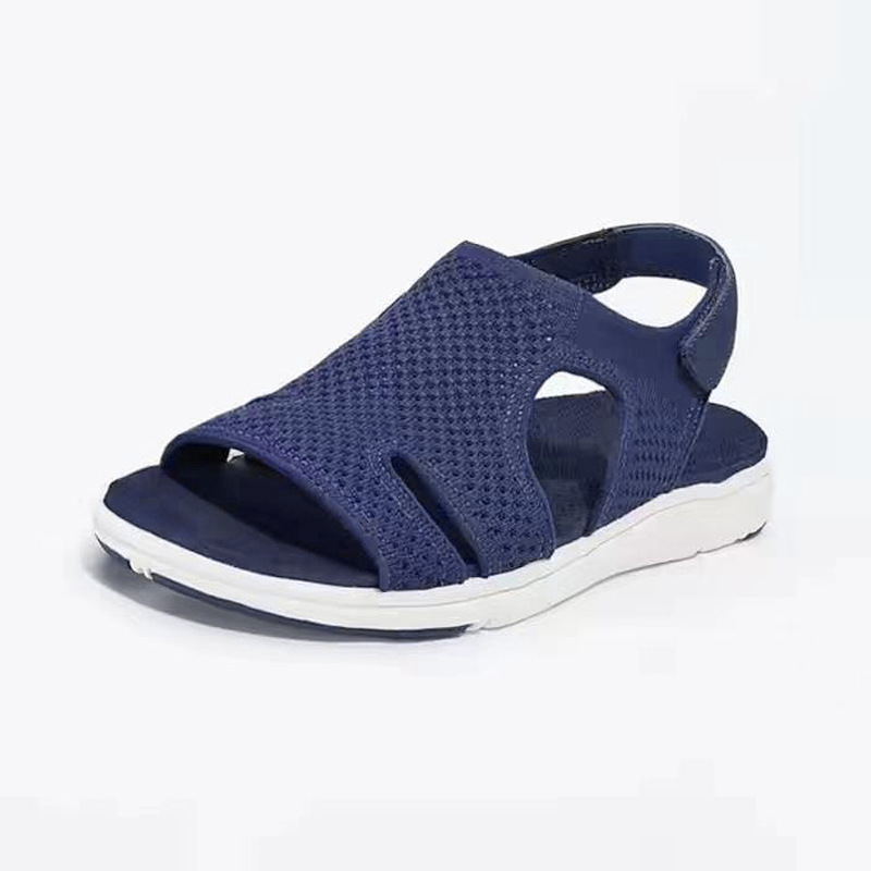 Scarpe da spiaggia estive casual da donna taglie forti, traspiranti, elastiche, in Flyknit, comode, con cinturino in velcro._voghion.com