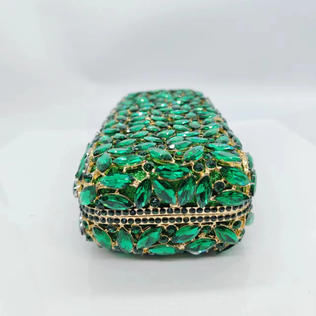 Túi clutch nữ đính kim cương giả dự tiệc dạ hội cao cấp — Màu xanh lá, Màu hồng, Nền vàng kim cương trắng, Xanh bạc chi tiết 5