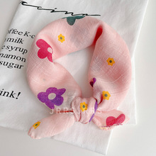 定制宝宝可爱方巾婴儿口水巾时尚女宝发带发饰漂亮蝴蝶结围脖