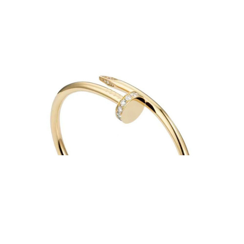 Openwork nail bracelet for women, 18K gold with diamond accents, a lightweight and stylish piece of jewelry with a unique design, featuring a titanium steel band with a logo Openwork nail bracelet for women, 18K gold with diamond accents, a lightweight and stylish piece of jewelry with a unique design, featuring a titanium steel band with a logo