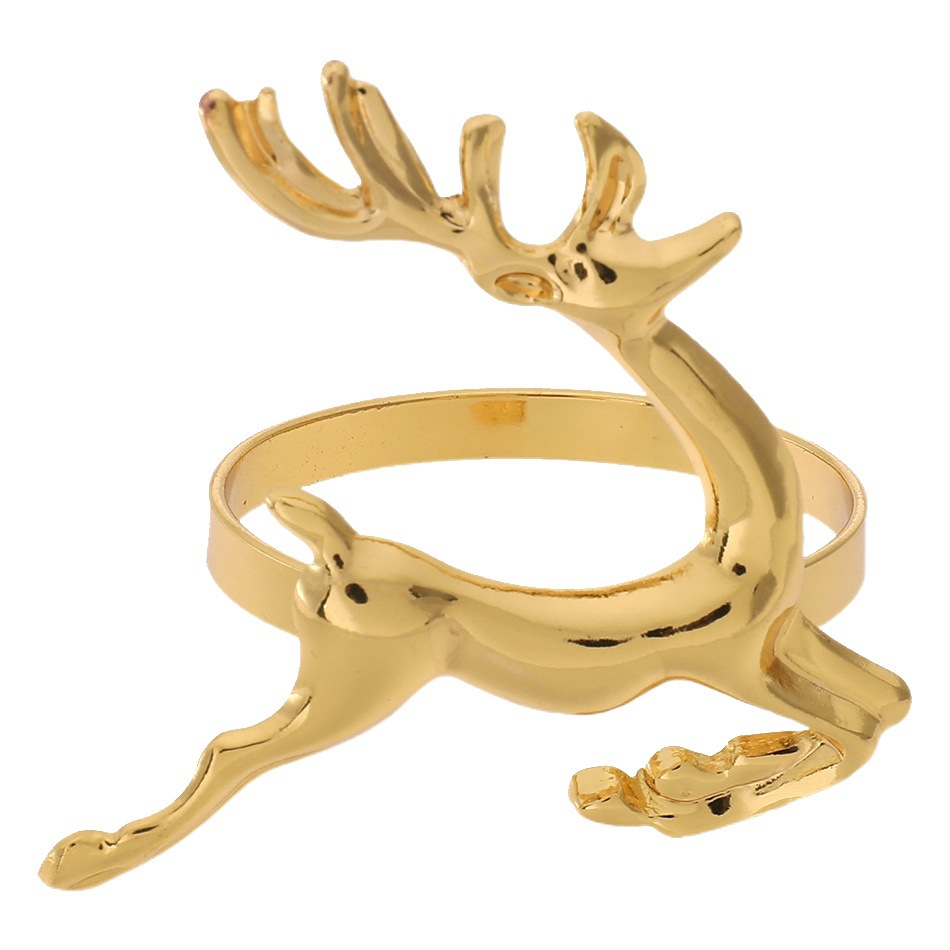 Temu Cross-Border Hotel Decoration Christmas Deer Napkin Buckle Napkin Ring Napkin Ring Metal Cloth Ring Manufacturer Wholesale