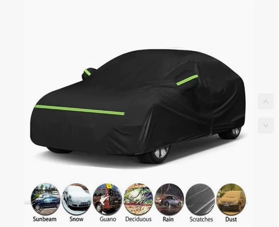 Black Heat-Absorbing Car Protective Cover Waterproof Sun Protection Rain Uv Protection Car Cover Outdoor Car Cover Cross-Border (Car clothing) - m-black-horizontal-reflective-strips