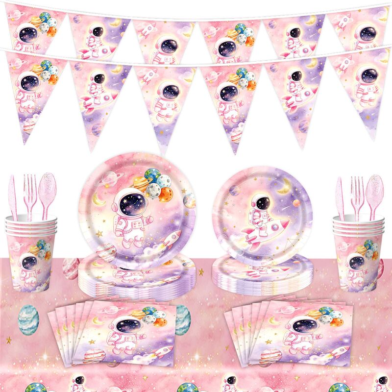 New Space Astronaut Theme Party Decoration Tableware Disposable Paper Cups Paper Towels Paper Plates Party Decoration Supplies