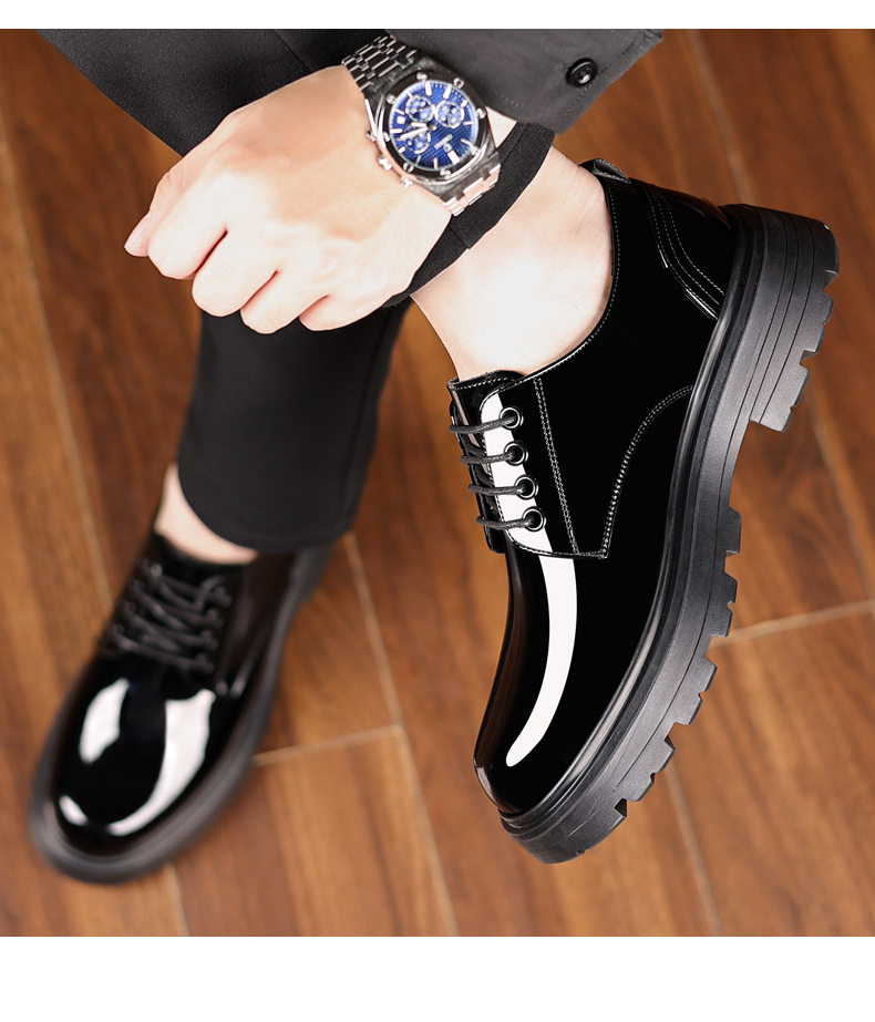 Men's Thick Sole Dress Shoes Oxfords Leather Wedding Shoes_vogvips.com
