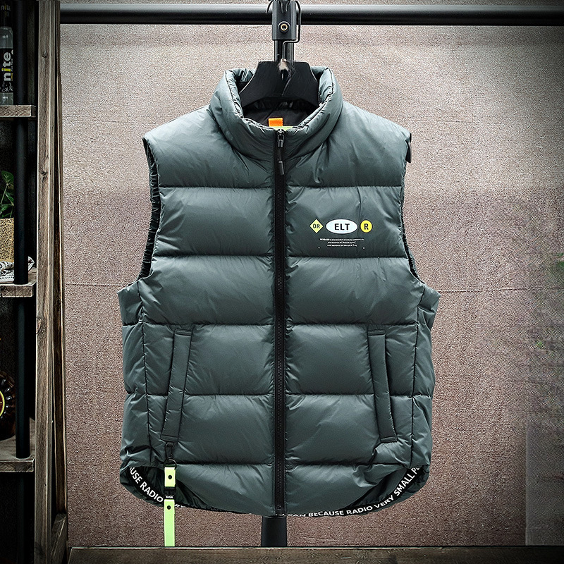 Men's Cross-Border down Jacket Vest Men's Winter New Stand Collar Versatile Thickened Vest White Duck down Warm Outer Wear
