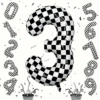 OPP, 40 дюймов, чёрно-белая клетка, цифра 3