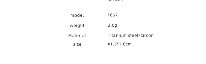 Fashion C Shape Titanium Steel Plating Zircon Ear Studs 1 Pair