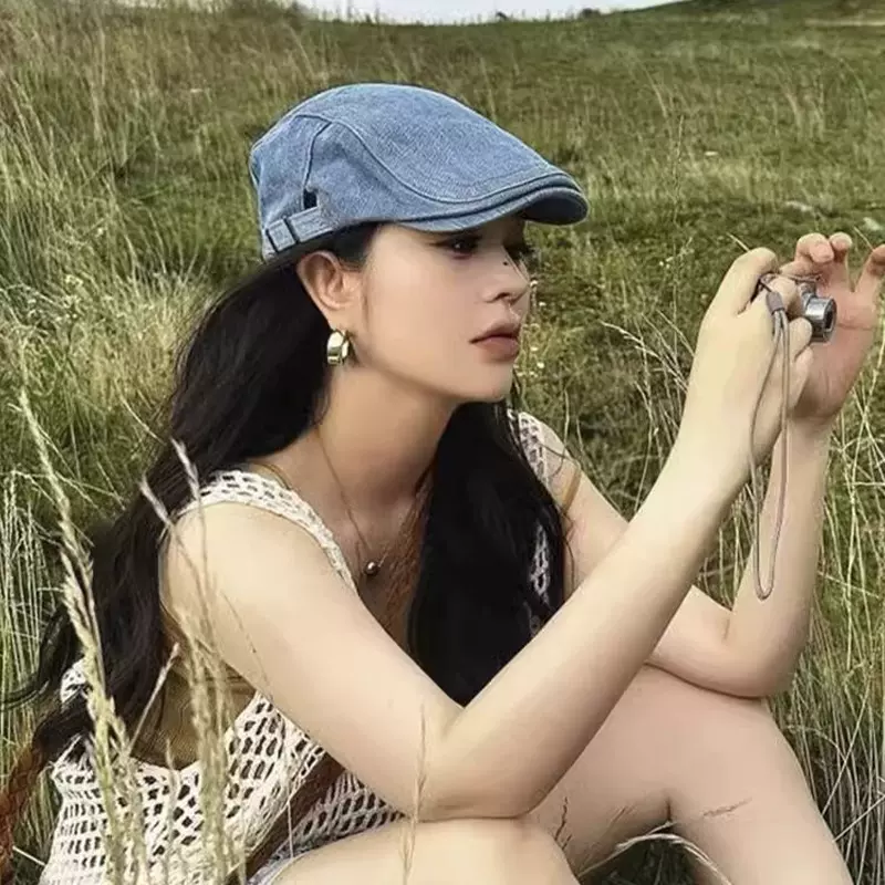 2025新款贝雷帽女春秋大头围反戴前进帽显脸小画家男士遮阳帽批发
