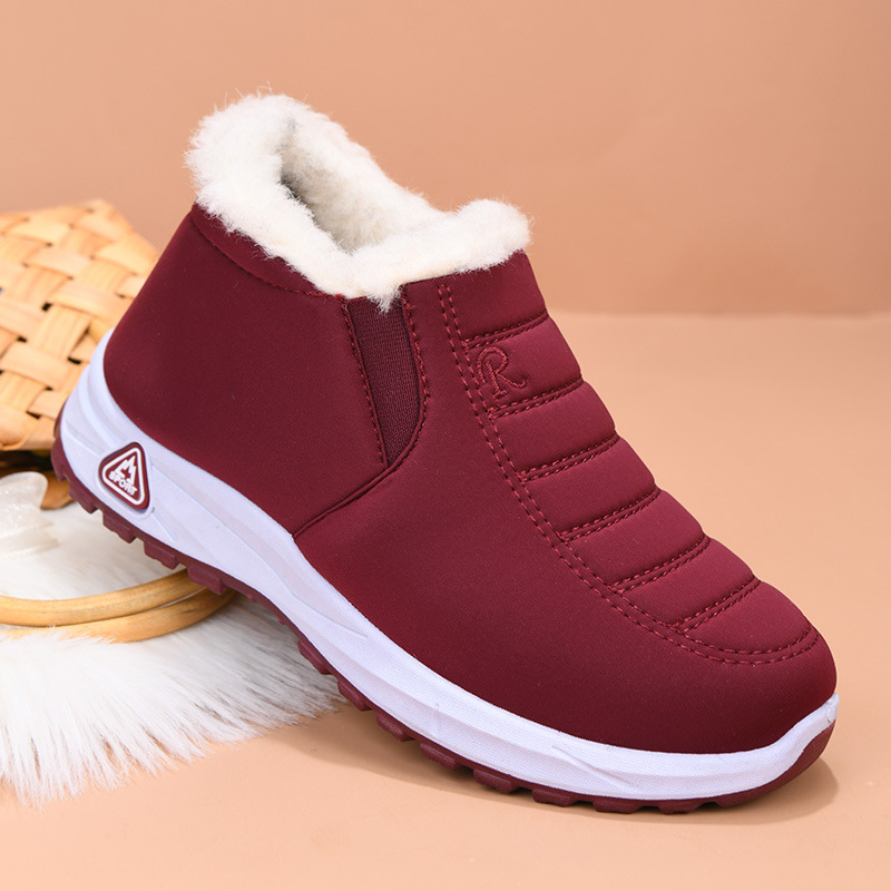 Foreign Trade Snow Boots 2025 Winter New Style, Fleece-Lined and Thickened, Flat-Soled, Non-Slip, Warm Cotton Shoes for Middle-Aged and Elderly Women
