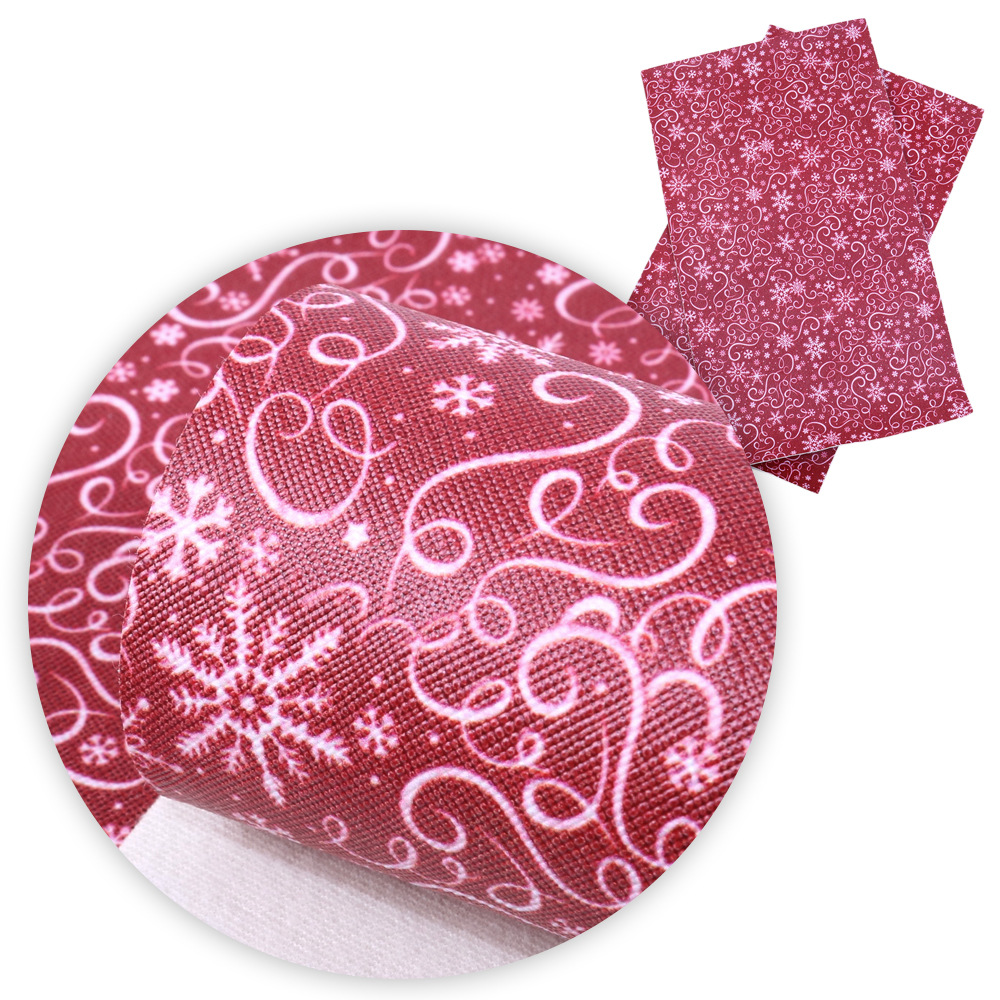 クリスマス雪花模様の薄いポリエステル綿や四面弾ニット生地のプリント生地手作りdiyシャツスカート服装生地