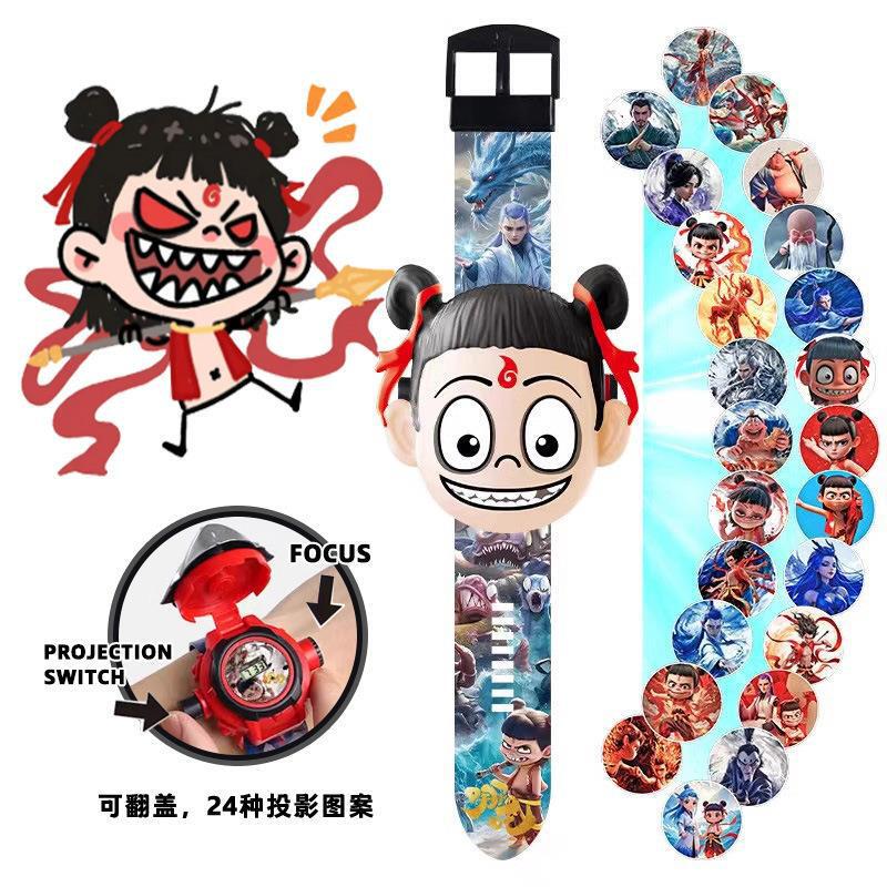 Nezha 2: 魔の子が海を騒がせる子供用プロジェクションウォッチ幼児 Ao Bing 発光時間を見るおもちゃの時計男性ギフト|undefined