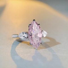 九美珠寶925純銀戒指女7克拉滿鑽馬眼豪鑲鋯石指環女歐美跨境批發