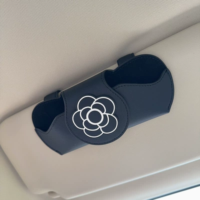 Clip, Sunglasses Car Storage Box, Car Glasses Clip/Bill Clip - black-glasses-case-and-leather-case-camellia