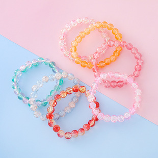 Children's Bracelets with Gradient Crackle Beads, Burst Beads, Hand-Woven Bracelets, Transparent Texture Beads, Jewelry Wholesale, Creative Princess Style